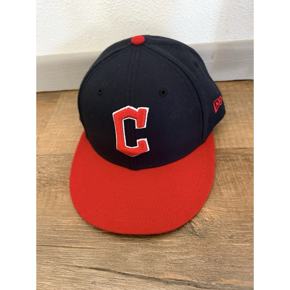 Cleveland Indians New Era 59FIFTY On Field Hat Navy Red Size 7 1/8 MLB